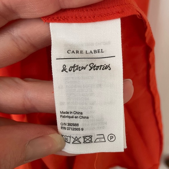 Paris Atelier & Other Stories Orange Midi V Neck Dress - Picture 8 of 12